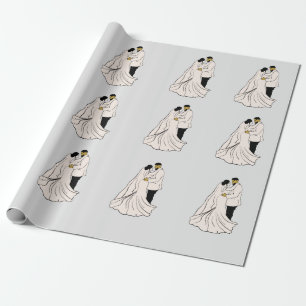 Papier Cadeau Conception mariée et mariée pour mariage 2022 Wr