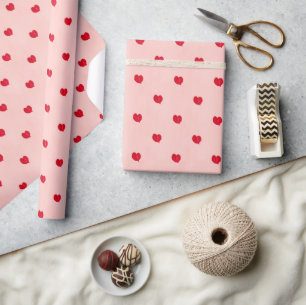Papier Cadeau Conception Mini Coeur - Rose et Rouge