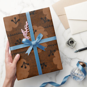 PAPIER CADEAU CONCEPTION MINIMALISTE BOHO CIEL   MOTIF NUAGE BRU