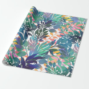 Papier Cadeau Conception moderne de l'aquarelle tropicale estiva