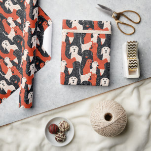 Papier Cadeau Conception Motif de chien tiré à la main