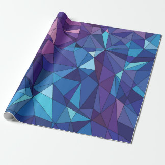 Papier Cadeau Conception polygonale pourpre bleue abstraite