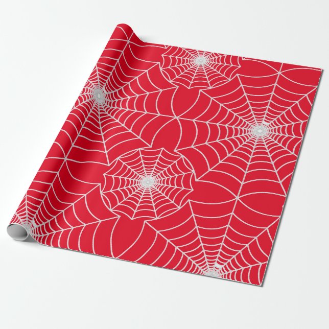 Papier Cadeau Conception rouge à motifs SPiderWeb (Déroulé)