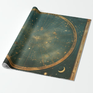 Papier Cadeau Conception vintage de la carte céleste lunaire (2)