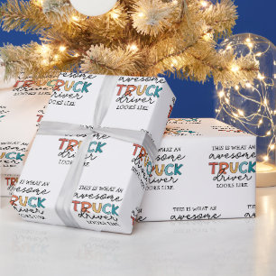 Papier Cadeau Conducteur de camion amusant   Conducteur de camio