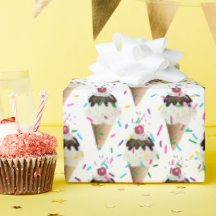 Papier Cadeau Cônes De Crème De Glace Et Saupoudrer