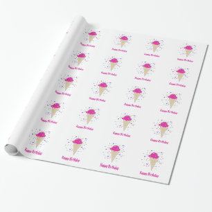 Papier Cadeau Cônes de glace rose