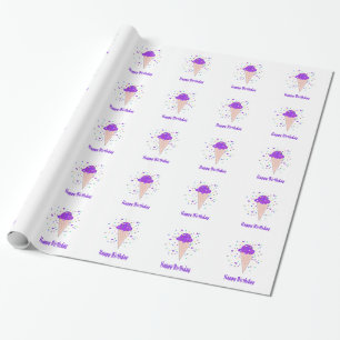 Papier Cadeau Cônes de glace violets