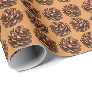 Papier Cadeau Cônes de pin Nature Rustique