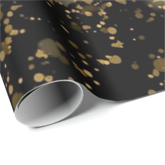 Papier Cadeau Confetti de luxe noir et or | Luxueux Nouveau
