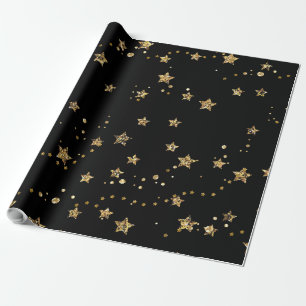 Papier Cadeau Confetti étoiles dorées parties scintillant brilla