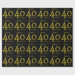 Papier Cadeau Confetti noir et or 40e anniversaire