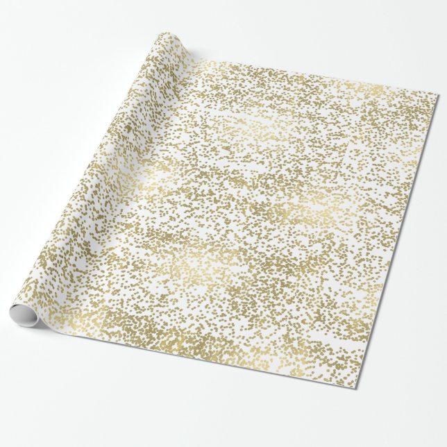 Papier Cadeau Confettis chics d'or (Déroulé)