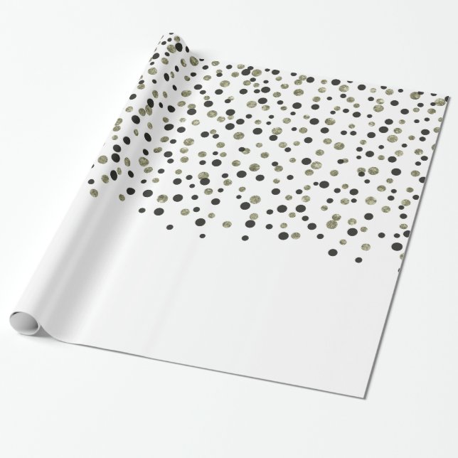 Papier Cadeau Confettis noirs d'or (Déroulé)