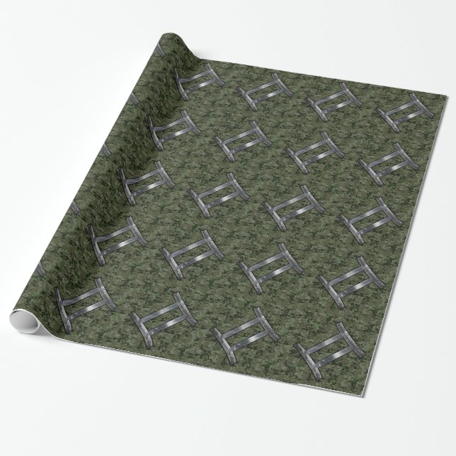 Papier Cadeau Connexion Zodiac Gemini sur Camouflage numérique v (Déroulé)