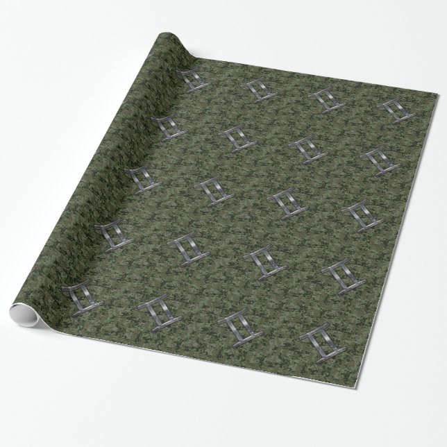Papier Cadeau Connexion Zodiac Gemini sur Camouflage numérique v (Déroulé)