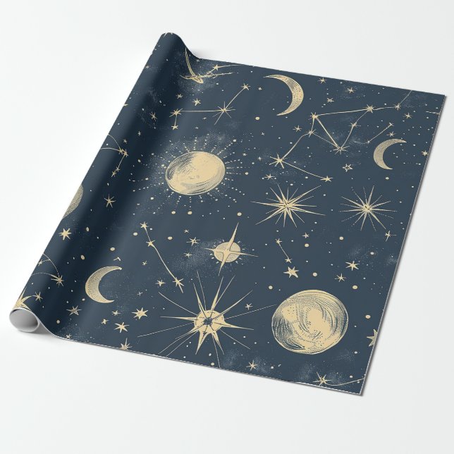 Papier Cadeau Constellation céleste - Nuit étoilée (3) (Déroulé)
