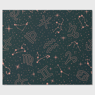 Papier Cadeau Constellations Zodiaques Élégantes & Symboles d'As
