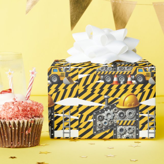 Papier Cadeau Construction 1ère fête d'anniversaire (Fête d'anniversaire)