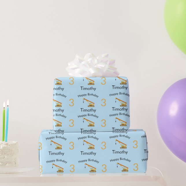 Papier Cadeau Construction de grue Camion Nom et âge personnalis (Cadeaux de fête)
