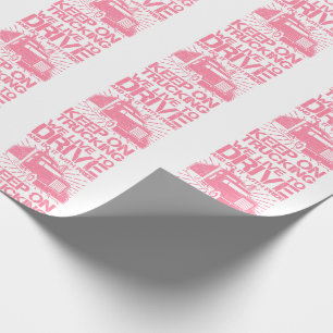 Papier Cadeau Continuer sur le camionnage 18 Wheeler rose