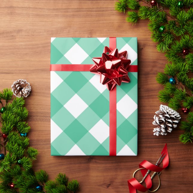 Papier Cadeau Contrôle En vichy vert gras effectué (Cadeau de vacances)