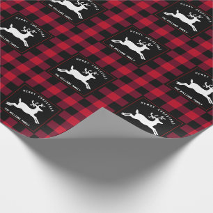 Papier Cadeau Contrôle rouge de Buffalo noir de renne de Joyeux