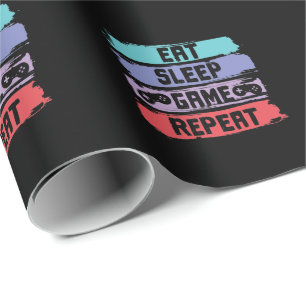 Papier Cadeau Contrôleur Eat Sleep Game Repeat