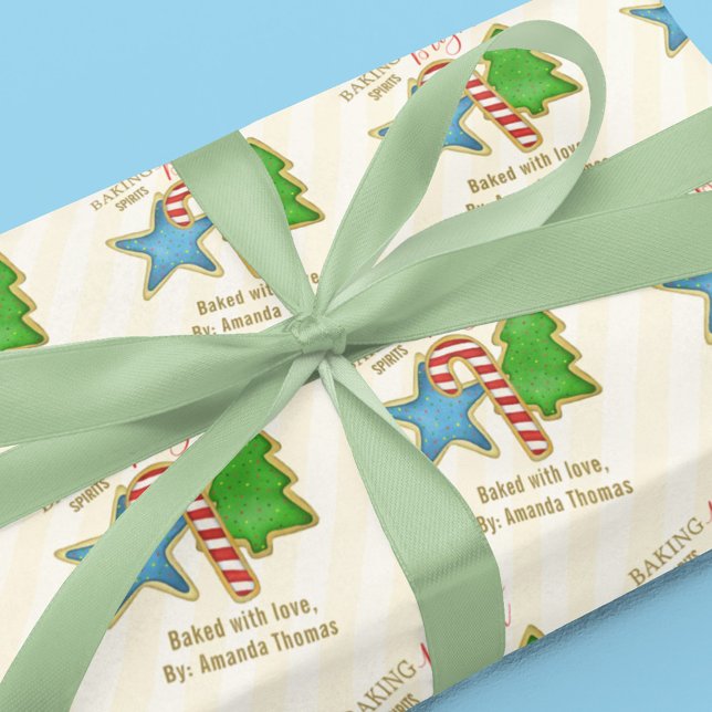 Papier Cadeau Cookie de Noël joli couleur Whimsical Coutouts (Christmas colorful cookie cutout whimsical wrapping paper. )