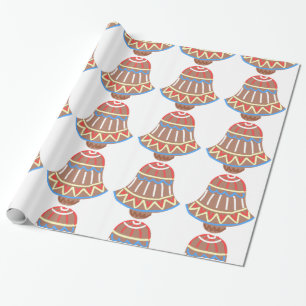 Papier Cadeau Cookie de Noël rouge, blanc et bleu