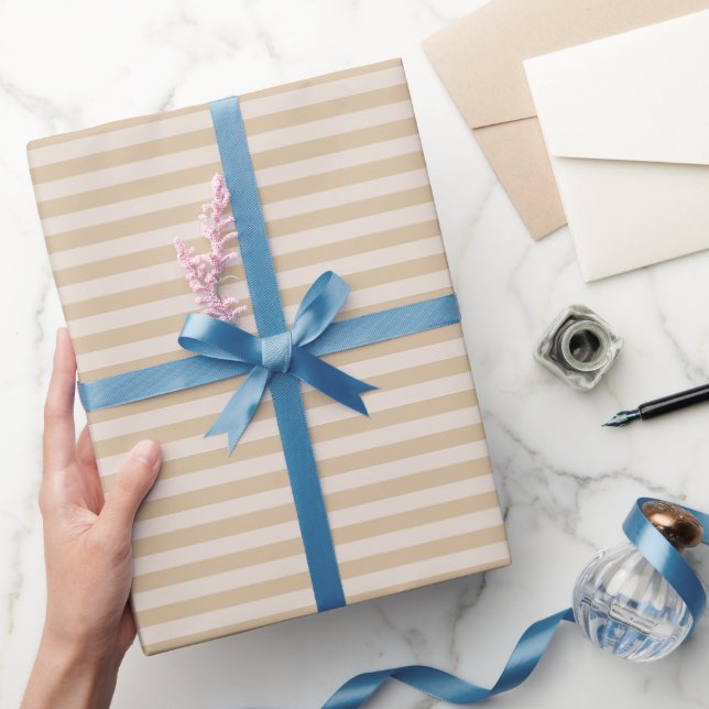 Papier Cadeau Cookie Fortune Brun & Rayures Crème au Beurre (Cadeaux)