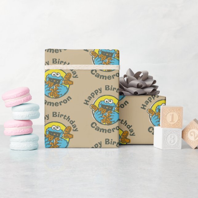 Papier Cadeau Cookie Monster Retro (Baby Shower)