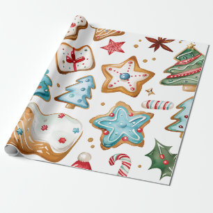 Papier Cadeau Cookies de Noël au glaçage bleu