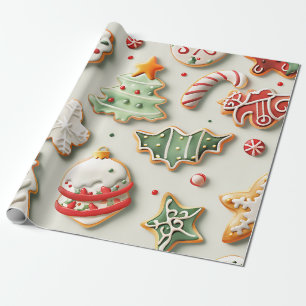 Papier Cadeau Cookies de Noël et paillettes