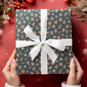 Papier Cadeau Cookies de Noël Motif vert
