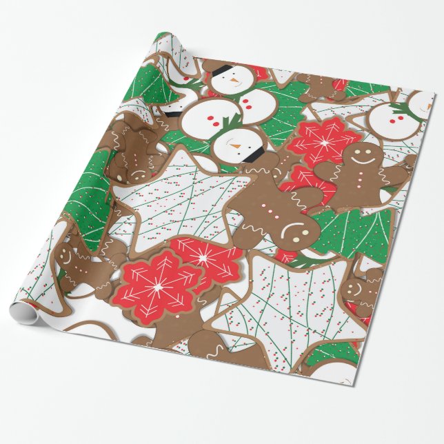 Papier Cadeau Cookies de Noël Papier d'emballage de vacances (Déroulé)