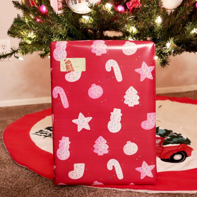 Papier Cadeau Cookies de Noël Rouge (Créateur téléchargé)