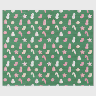 Papier Cadeau Cookies de Noël Vert