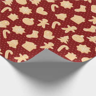Papier Cadeau Cookies en pain d'épice sur les points rouges Moti