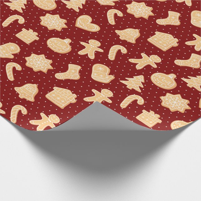 Papier Cadeau Cookies en pain d'épice sur les points rouges Moti (Coin)