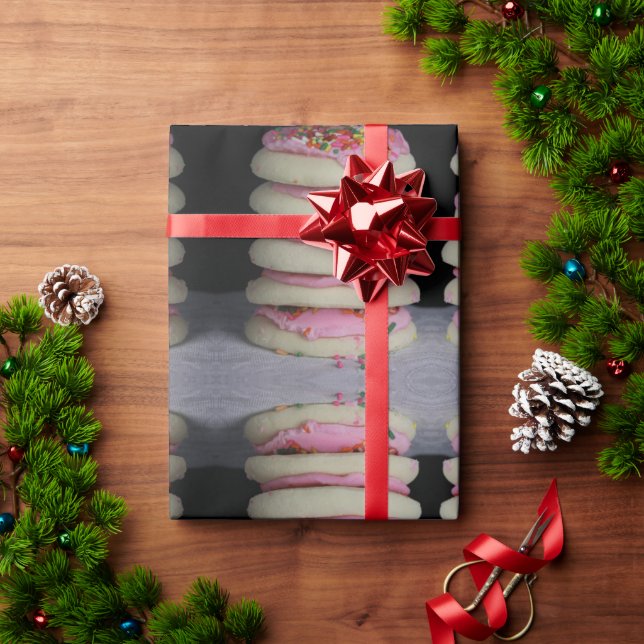 Papier Cadeau Cookies sucre avec glaçage rose (Cadeau de vacances)