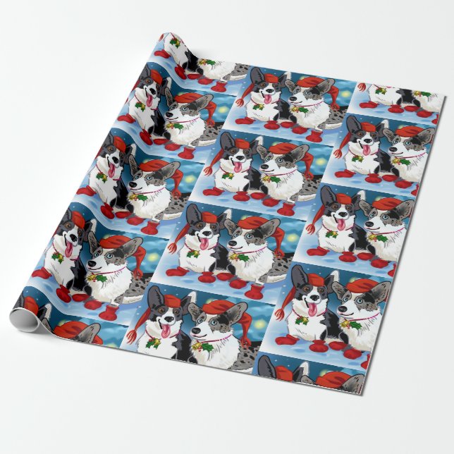 Papier Cadeau Cool Christmas Corgis (Déroulé)