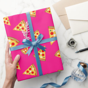 Papier Cadeau Cool et amusant pizza tranches motif rose chaud