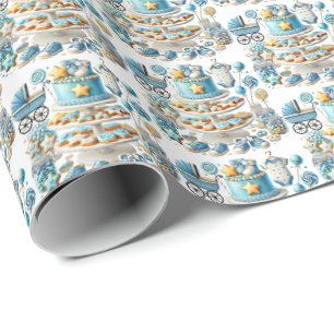 Papier Cadeau Cool garçons carrelé baby shower motif