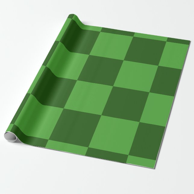 Papier Cadeau Cool Green À damiers Motif (Déroulé)