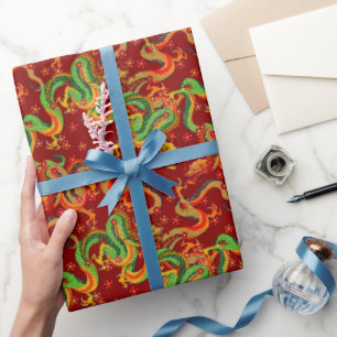 Papier Cadeau cool japonais Dragon carrelé motif
