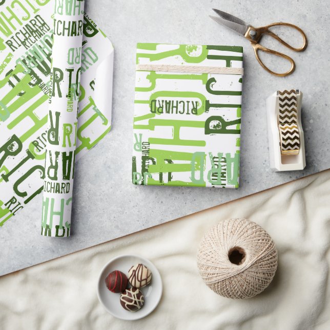 Papier Cadeau cool & moderne citron vert nom, typographie (Artisanat)