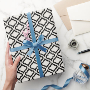 Papier Cadeau Cool noir et blanc ikat marocain motif