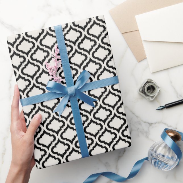 Papier Cadeau Cool noir et blanc ikat marocain motif (Cadeaux)
