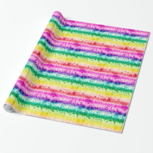 Papier Cadeau Cool Rainbow Art Paint Splatz Anniversaire Fête